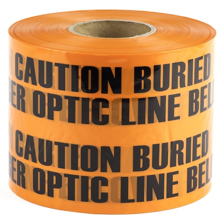 Dottie Underground Warning Tape, Caution Buried Fiber Optic Line Below, Orange, Polyethylene UT47D